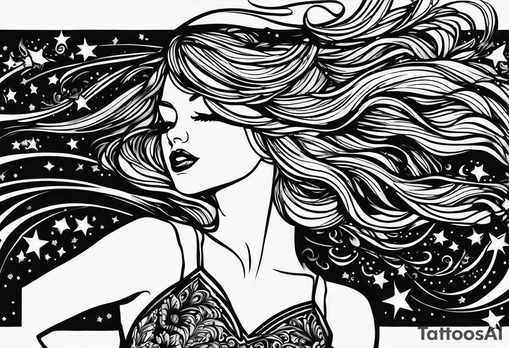 The Taylor Swift lyrics “There’s glitter in the floor after the party…” with sparkle designs tattoo idea