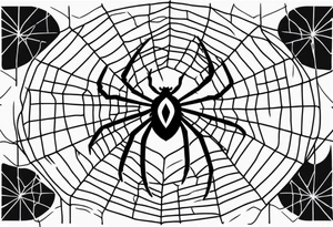 Spider on a spider web in American traditional style tattoo idea