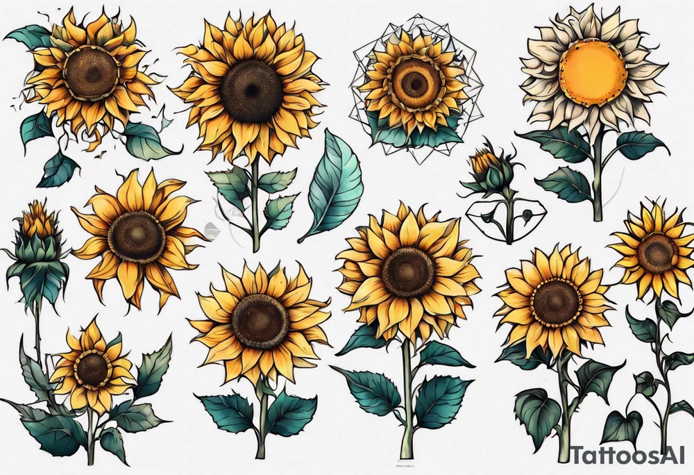 Seven sunflowers tattoo idea