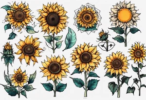 Seven sunflowers tattoo idea