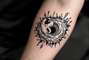 2 opposite worlds on different sides of a black hole. tattoo idea