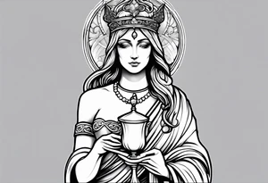 Female saint  holding a chalice tattoo idea