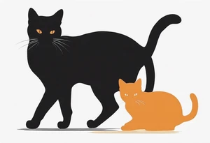 Two cat silhouettes. One gray and one fully black tattoo idea