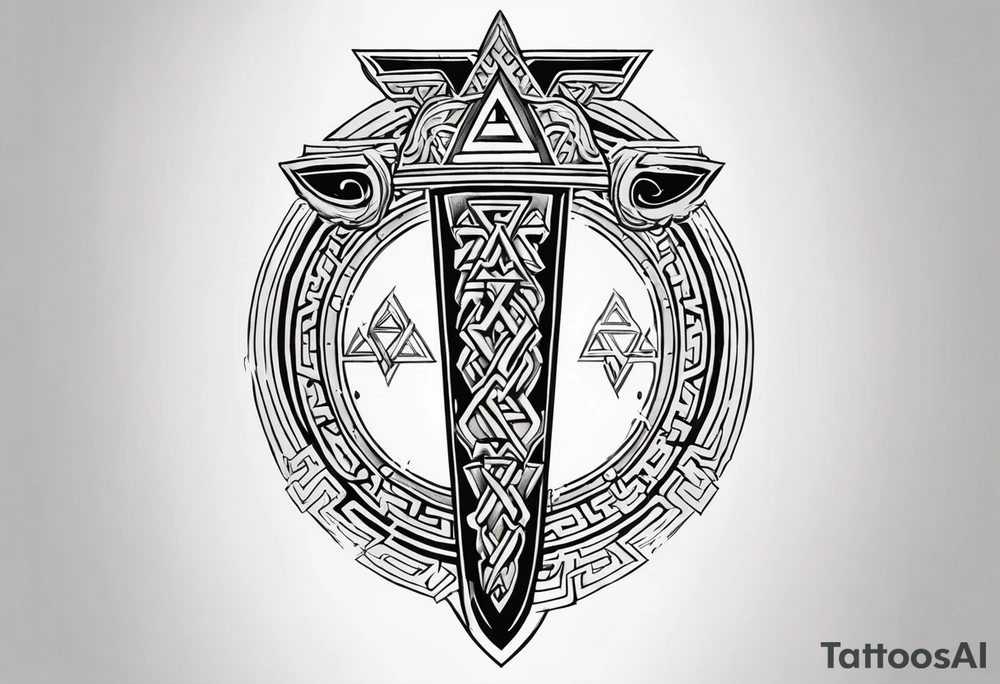 Valhalla valknut shield axe sword tattoo idea