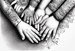 3 childrens hands tattoo idea