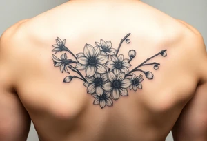 small bit of color, bouquet of daffodils, daisies, lily of the valley on woman upper arm tattoo idea