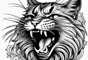 cat growling tattoo idea