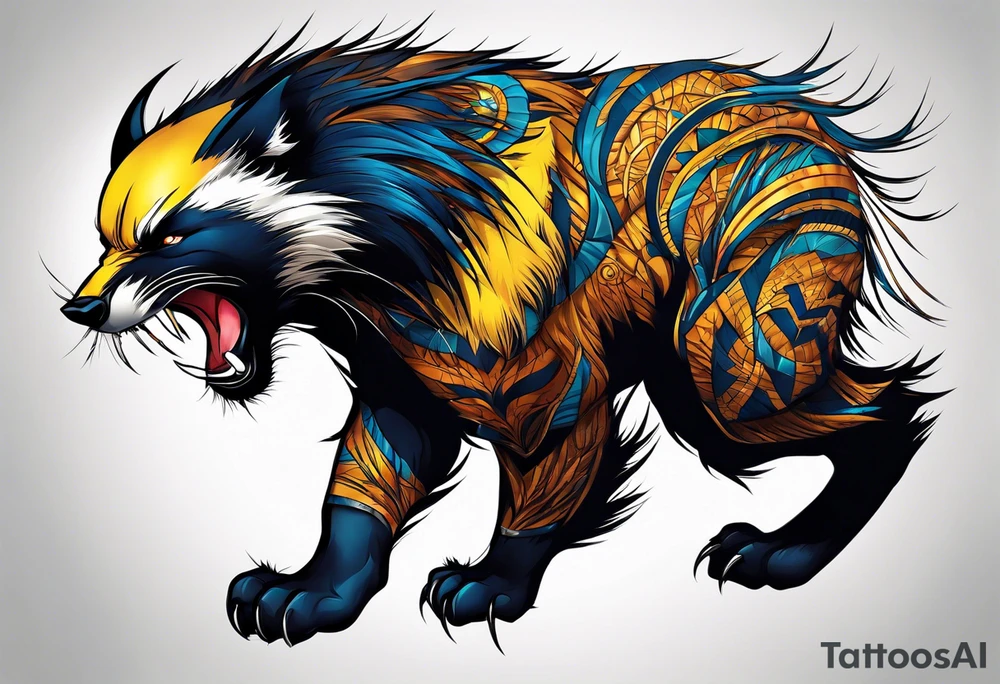 Wolverine animal runnig tattoo idea