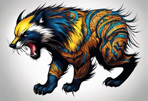 Wolverine animal runnig tattoo idea