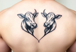 2 mini cows in the shape of a heart tattoo idea