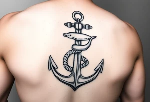 I want an anchor with a weasel intertwined with the anchor instead of rope tattoo idea