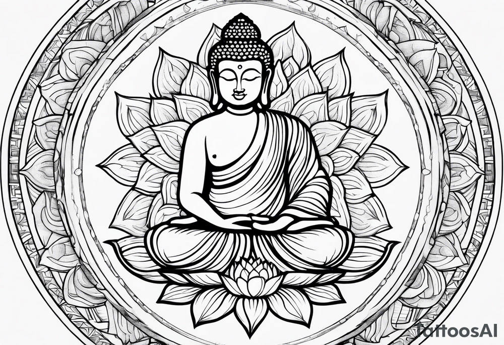 Buddha on lotus ,compass tattoo idea