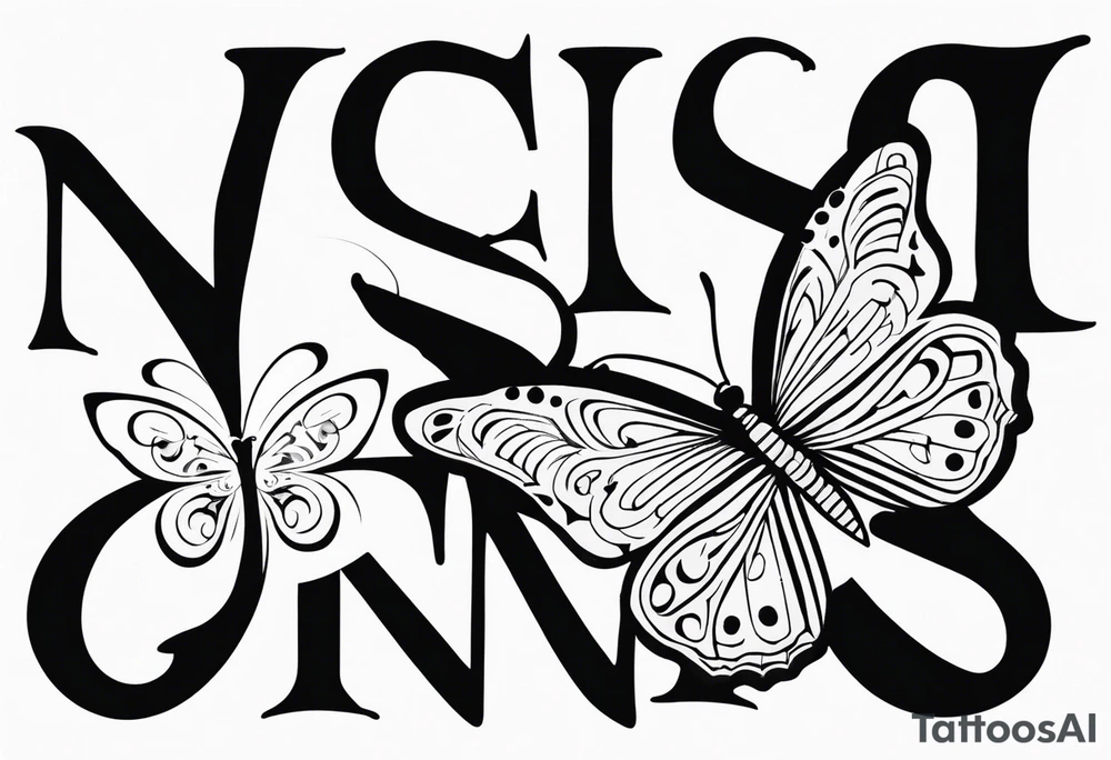 word N & S with butterfly tattoo idea