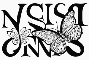 word N & S with butterfly tattoo idea