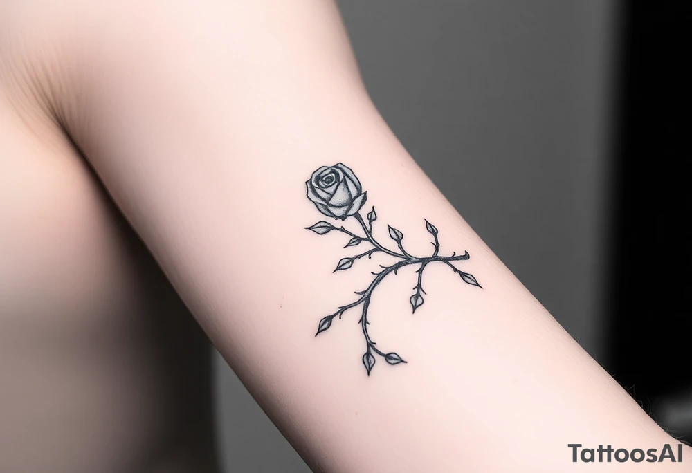 tattoo of a rose thorn vine sewn inside and wrapping around the forearm tattoo idea