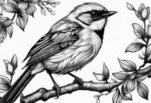 Bird powerfully looking while on a branch tattoo idea