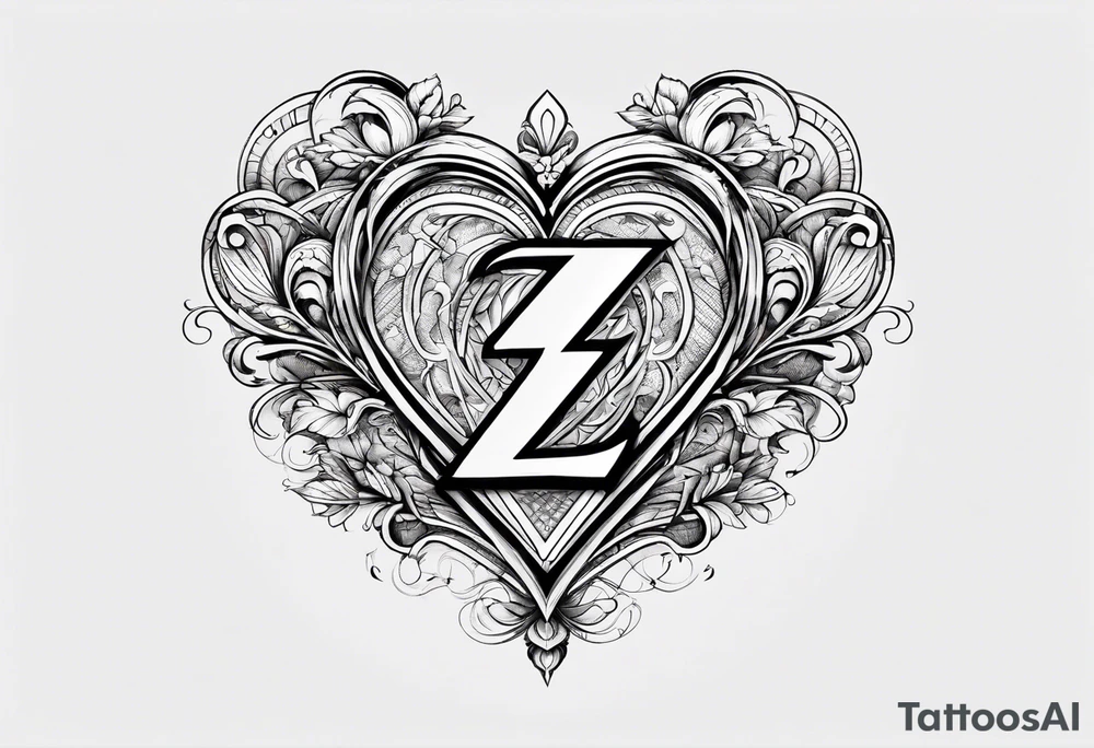 Letter Z that looks like a heart tattoo idea