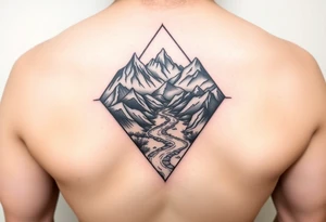 Mountains with the river running through it and a triangle around it with Humboldt at the top Mendocino  in the left bcorner and Trinity in the right tattoo idea