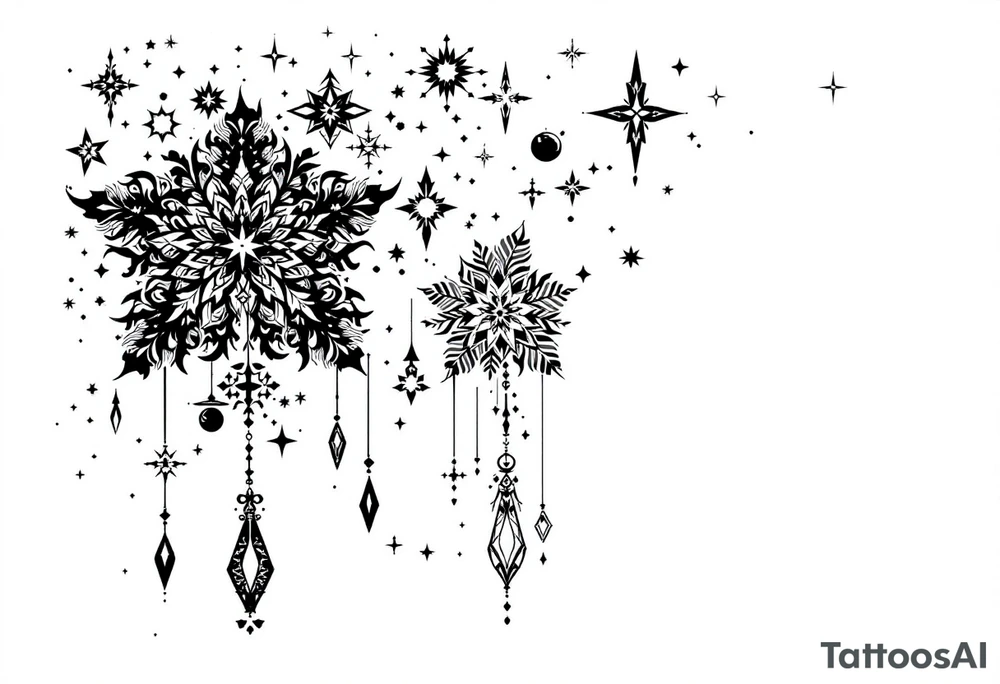 Small stars and tears background tattoo idea