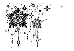 Small stars and tears background tattoo idea