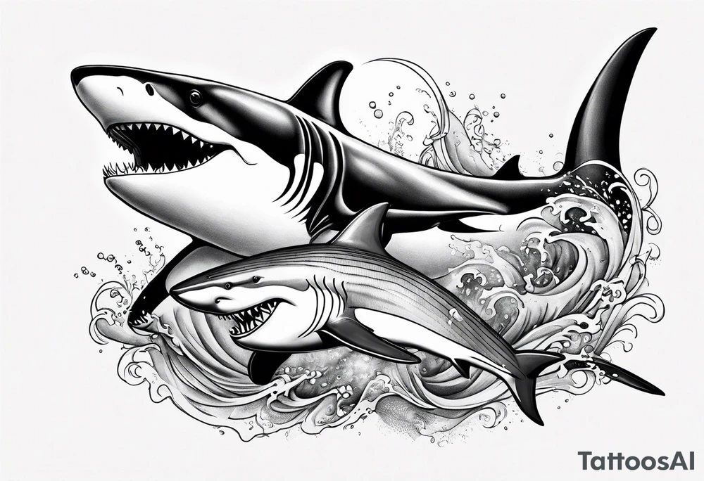 Shark and killer whale tattoo idea