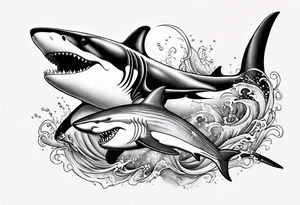 Shark and killer whale tattoo idea