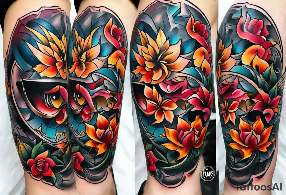 male neo traditional knee tattoo tattoo idea