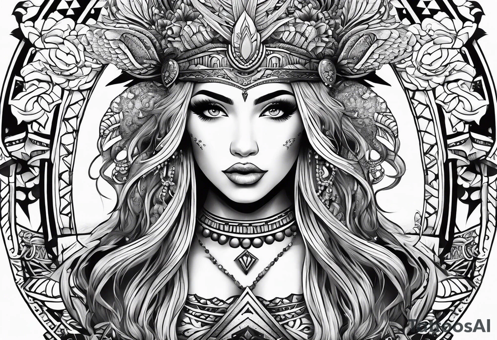 mermaid aztec tattoo idea