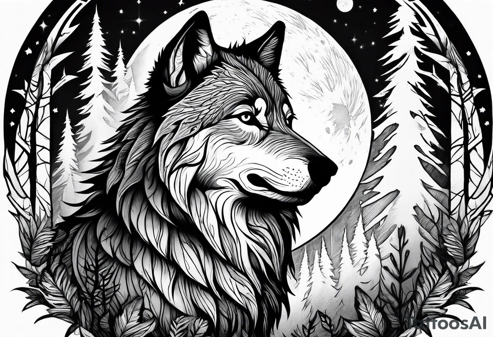 Moon
Wolf
Forest tattoo idea
