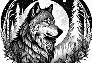 Moon
Wolf
Forest tattoo idea