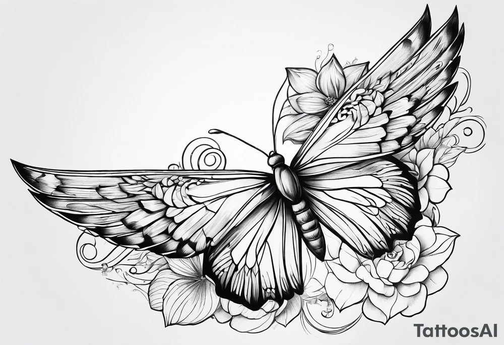 wing, flower, tattoo idea