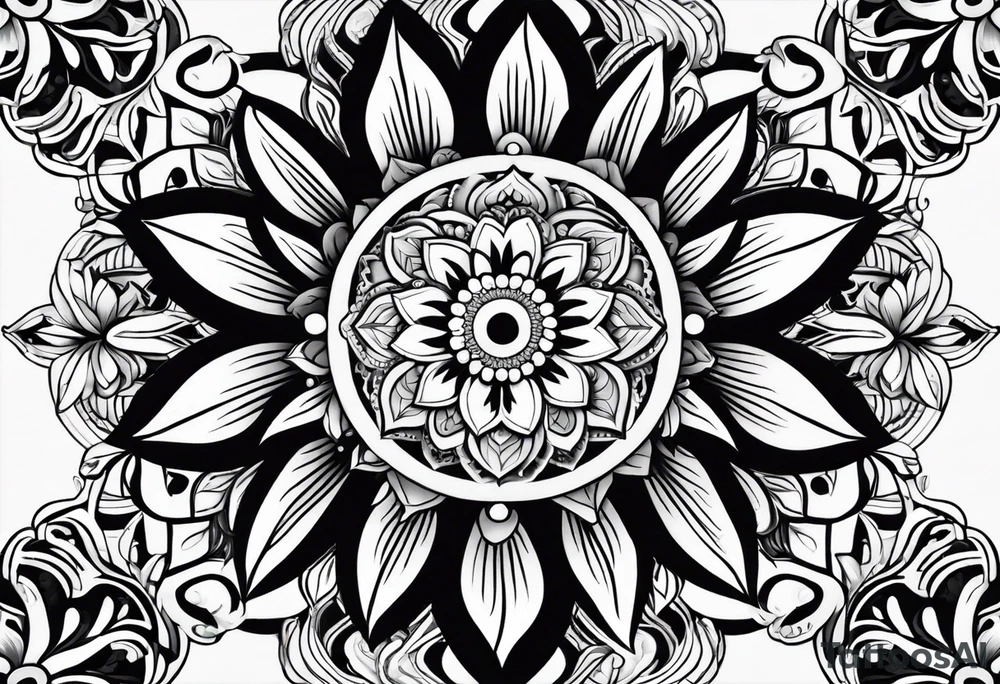 flowers, leaves mandala tattoo idea