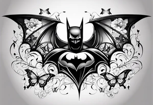 Batman symbol with butterflies all around it for a forearm tattoo tattoo idea