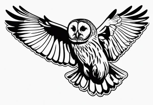 barred owl in flight tattoo idea