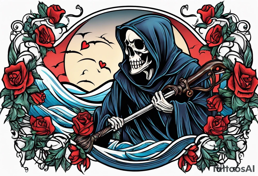 Grim reaper falls in love tattoo idea