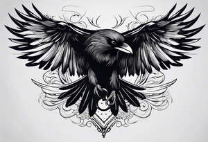 crow tattoo with wings tattoo idea