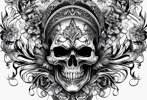 demonic skull tattoo idea