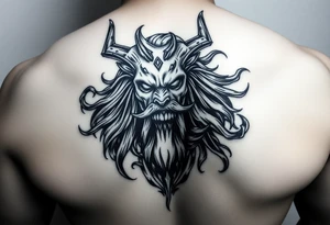 Hades con Cerbero en un pectoral (dios del inframundo y su perro de tres cabezas): oscuro, impactante y con gran fuerza visual. tattoo idea