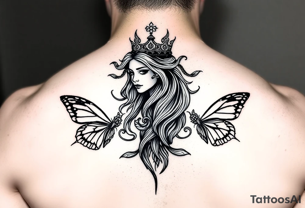 Capricorn female goddess wealthy earthy butterflies world money wisdom tattoo idea