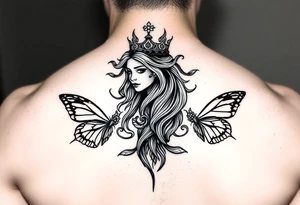 Capricorn female goddess wealthy earthy butterflies world money wisdom tattoo idea
