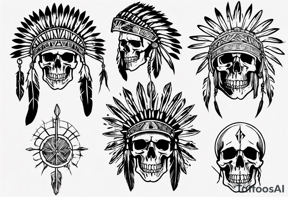 Native American Headdress, Skull, Lord of the rings, Vegvisir tattoo idea