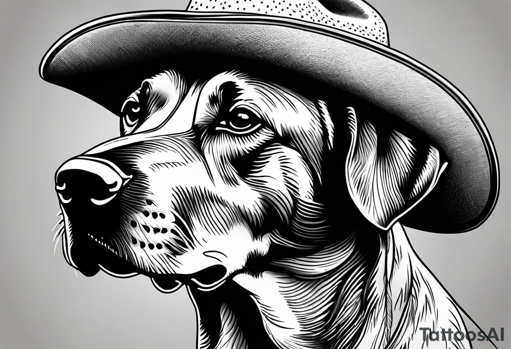 Rhodesian ridgeback wearing a cowboy hat tattoo idea