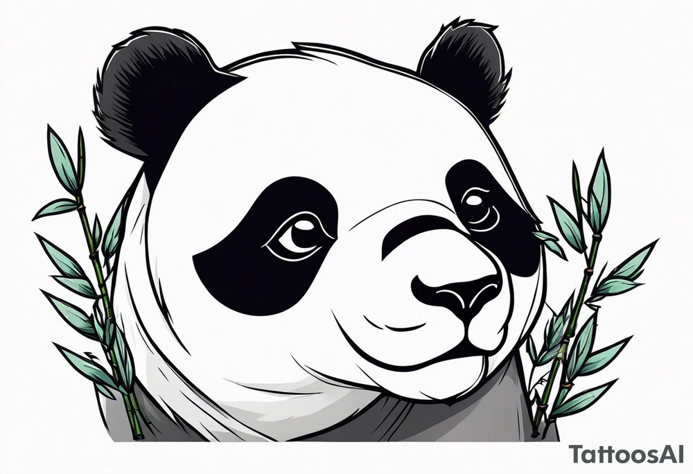 Cute panda only face with bamboo tattoo idea