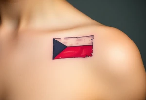 A distressed Czech flag with a grunge texture, giving it a bold, rugged, and rebellious feel tattoo idea