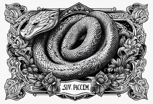 A serpent with sunlight and the phrase Si vis pacem para bellum tattoo idea