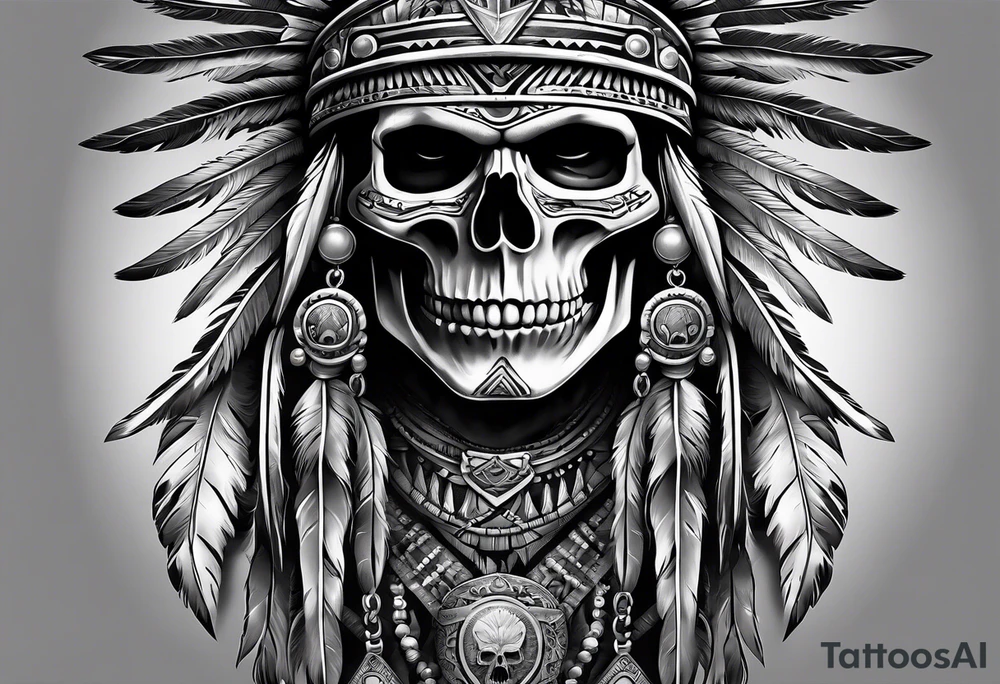 Native american biker skeleton tattoo idea