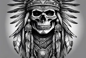 Native american biker skeleton tattoo idea