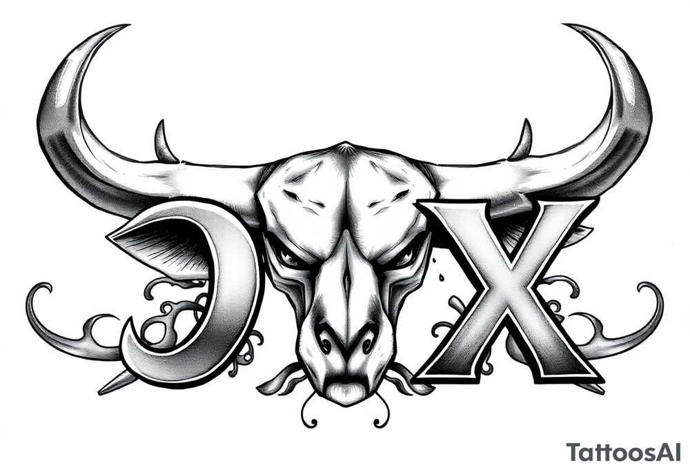 the word ox in bold letters with jamaican designs behind it tattoo idea