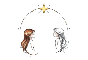 3 petites filles ( une brune et deux blondes)
sous un arc en ciel pas fini tattoo idea