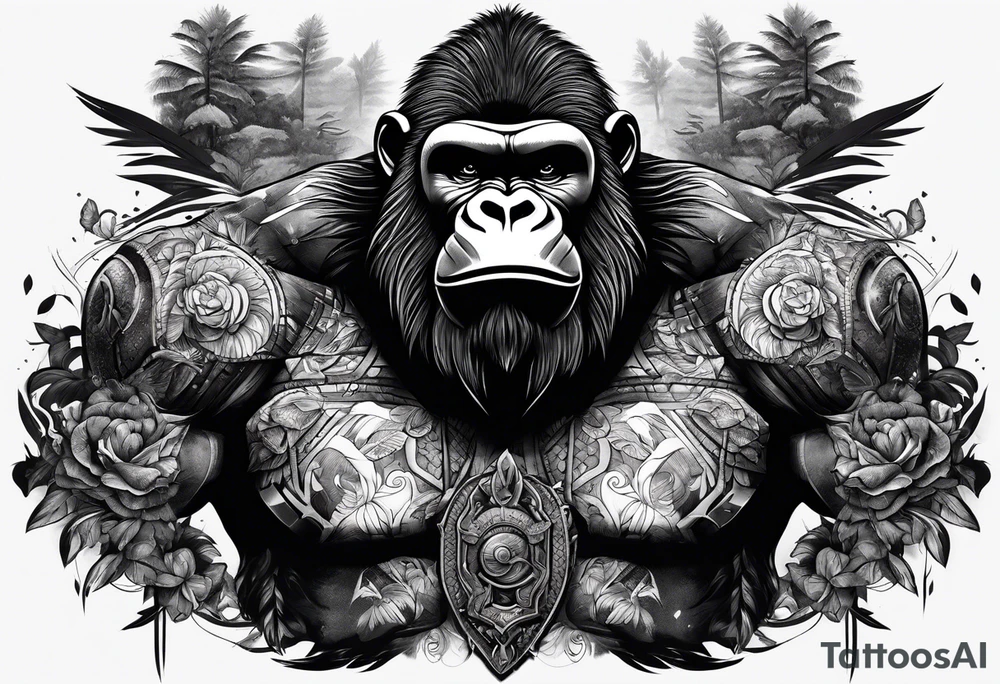 Warrior and gorilla tattoo idea